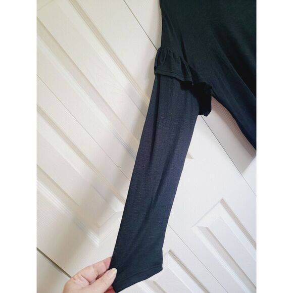 Mossimo XL Vintage Sweater Women Black‎ Round Neck Ruffle Sleeve  Grunge Soft - Picture 2 of 6